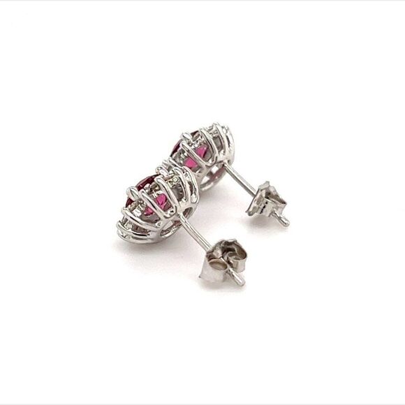 Diamond Rubellite Tourmaline Earrings 14k Gold 1.36 TCW Certified $3,950 211348 - Picture 9 of 14